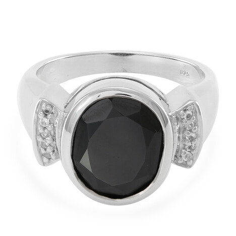 Black Spinel Silver Ring