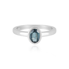 Anello in argento con Cianite Blu Foglia di Tè