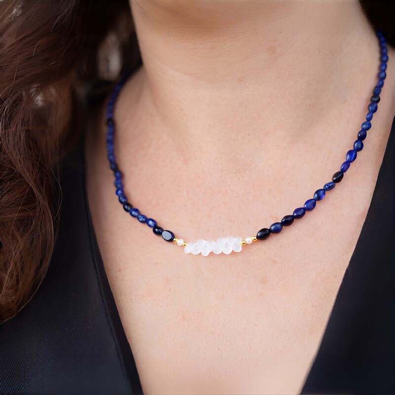 Edelstein-Silberhalskette (Riya)