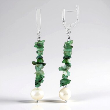 Zambian Emerald Silver Earrings (Riya)
