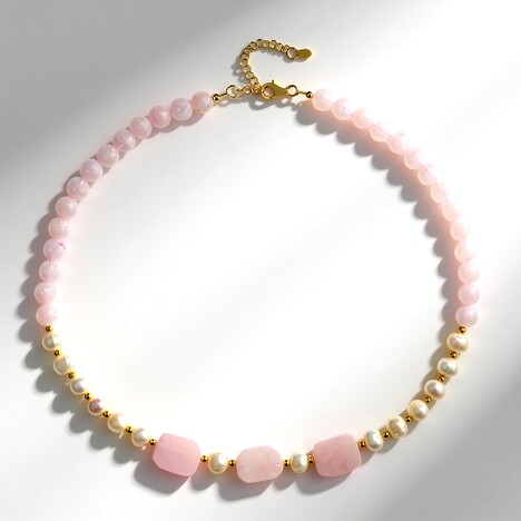 Collana in argento con Quarzo Rosa (Riya)