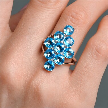 Bague en argent et Apatite bleue