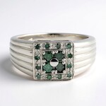Anello da uomo placcato in platino con Diamante Fancy