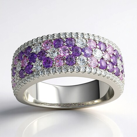 Anello in argento con Ametista Zambiana (Adela Silber)