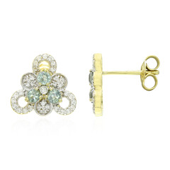 Boucles d'oreilles en argent et Saphir vert non chauffé