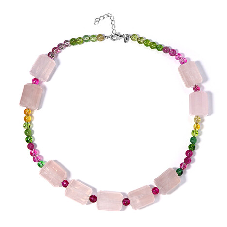 Rosenquarz-Silberhalskette