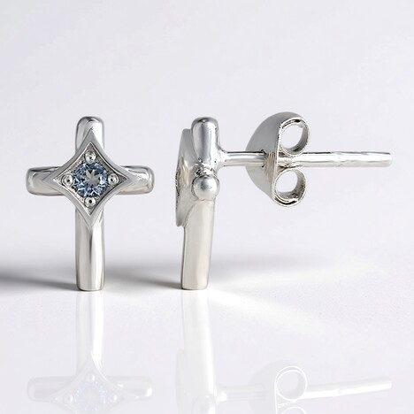 Boucles d'oreilles en argent et Topaze bleu ciel
