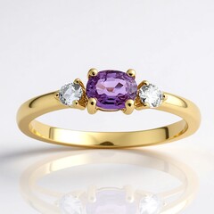 Anello in oro con Zaffiro Ceylon Porpora