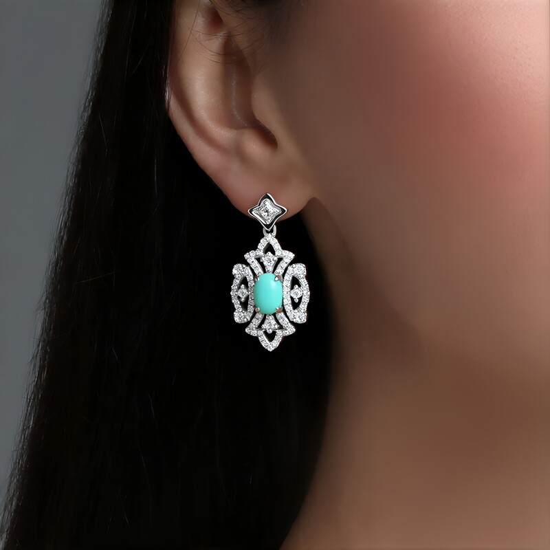 Türkis-Silberohrringe