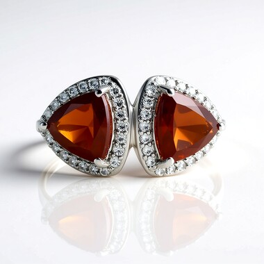 Hessonite Garnet Silver Ring
