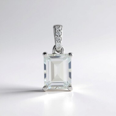 White Topaz Silver Pendant