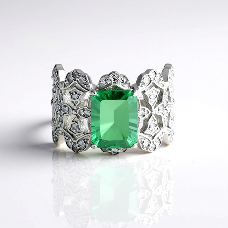 Bague en argent et Fluorite verte