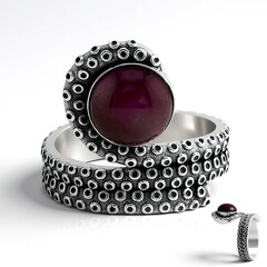 Anello in argento con Turchese Kingman Mohave Porpora (Jones Lee)