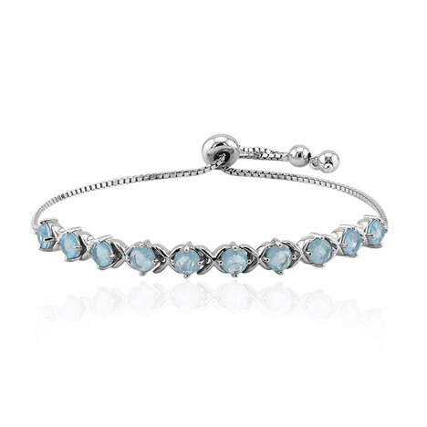 Blauer Pastell-Quarz-Silberarmband