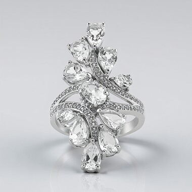 Anillo en plata con Topacio blanco