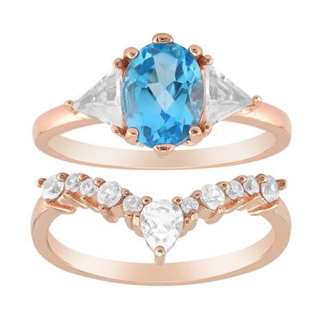 Bague en argent et Topaze bleu Suisse