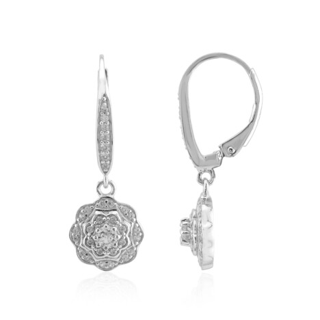 Zilveren oorbellen met witte topaasstenen