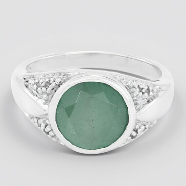 Anillo en plata con Calcedonia verde