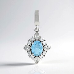 Pendentif en argent et Aigue-marine du Brésil