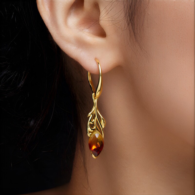 Sunrise Baltic Amber Silver Earrings (dagen)