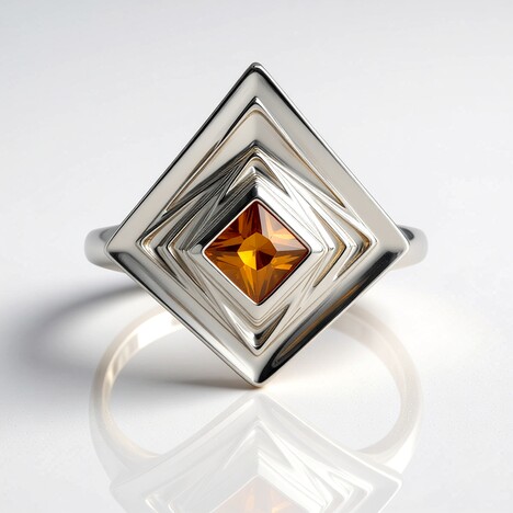 Anello in argento con Zircone Cognac (MONOSONO COLLECTION)