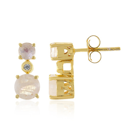 Boucles d'oreilles en argent et Pierre de Lune arc-en-ciel