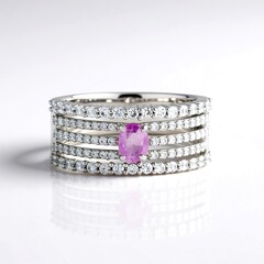 Anello in argento con Zaffiro Ceylon Rosa