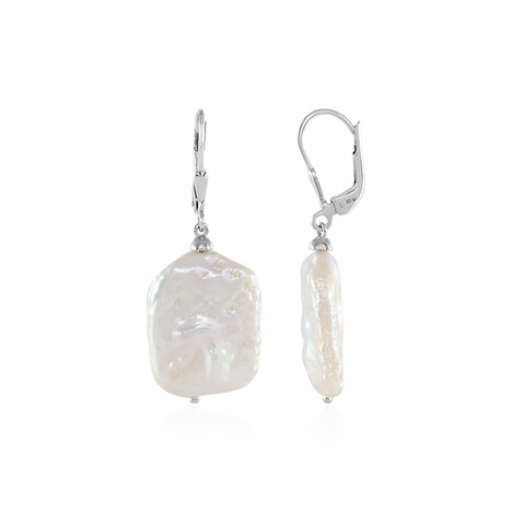 Zilveren oorbellen met Witte zoetwater kweekparels