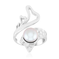 Silberfarbene Süßwasserzuchtperlen-Silberring