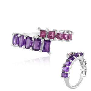 Anillo en plata con Amatista de Zambia