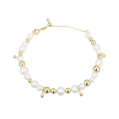Weiße Süßwasserzuchtperlen-Silberarmband (Adela Silber)