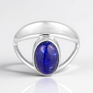Zilveren ring met een lapis lazuli (Bali Barong)
