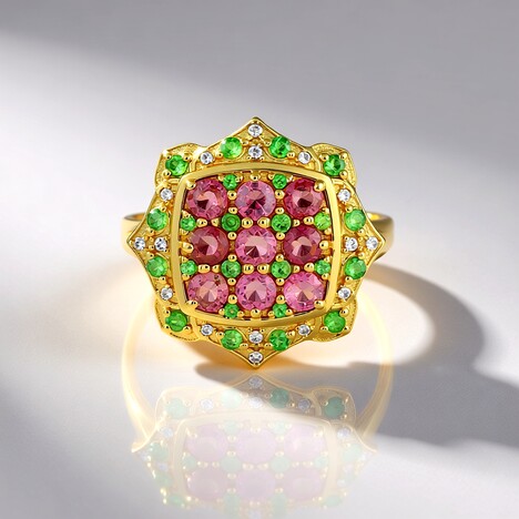 Anello in argento con Tormalina Rosa Nigeriana
