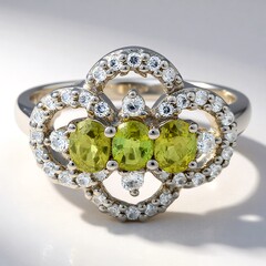 Anello placcato in platino con Tormalina Cuprian