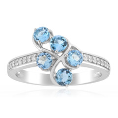 Zilveren ring met Santa Maria-aquamarijnstenen