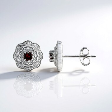 Garnet Silver Earrings