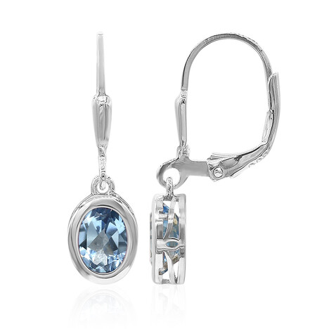 Boucles d'oreilles en argent et Topaze mystique bleu azur
