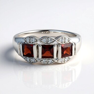 Anillo en plata con Granate de Mozambique
