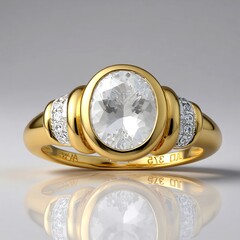 Bague en or et Quartz Herkimer (Amanda Adkins)