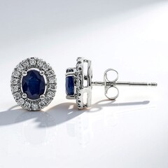 Orecchini in oro con Zaffiro Ceylon Blu