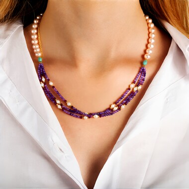 Collana in argento con Ametista Zambiana (Riya)
