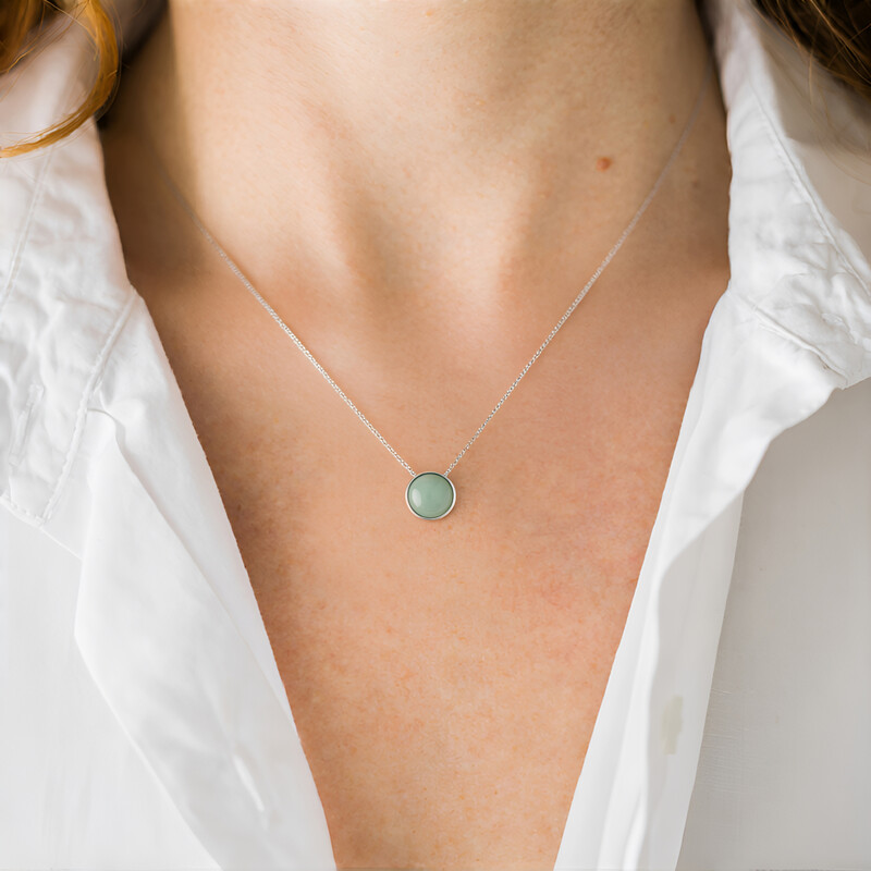 Colgante en plata con Calcedonia agua  (MONOSONO COLLECTION)