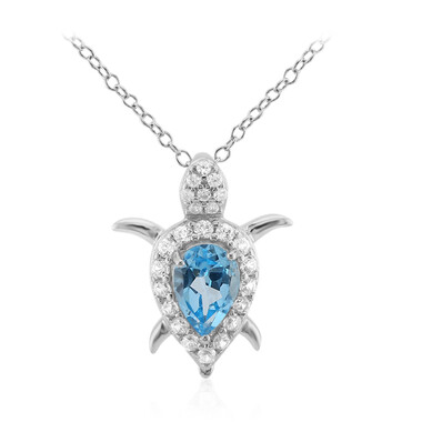 Collana in argento con Topazio Blu Svizzero
