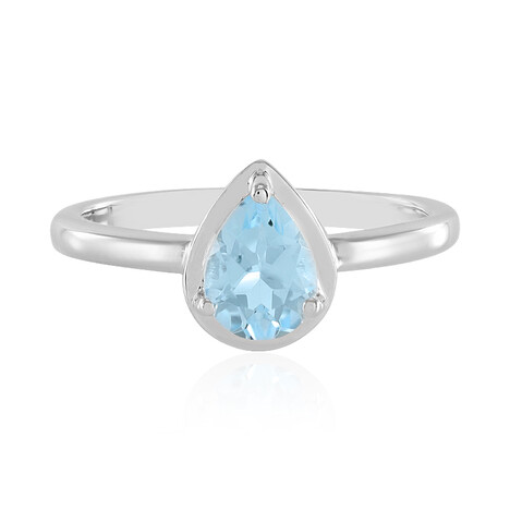 Anillo en plata con Topacio azul cielo