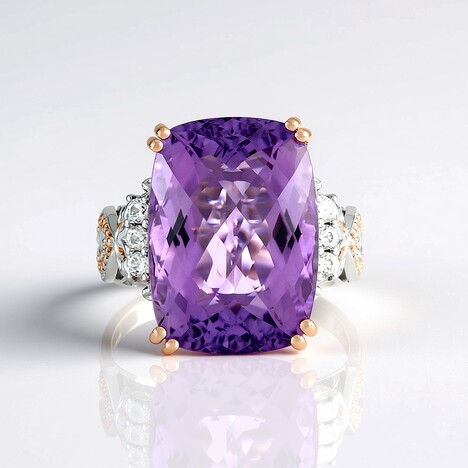 Anello in argento con Ametista Rose de France (Gems en Vogue)