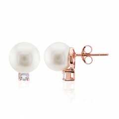 Gouden oorbellen met Witte zoetwater kweekparels