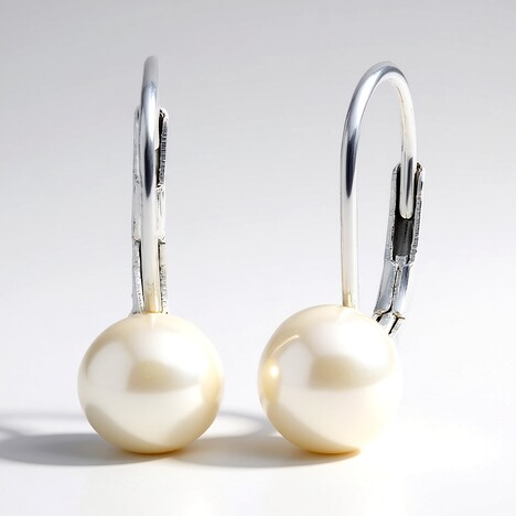 Boucles d'oreilles en argent et Perle blanche de culture d'eau douce