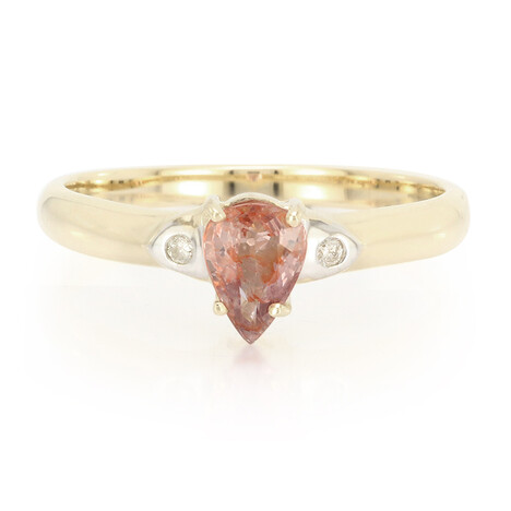 Nicht erhitzter Padparadscha-Saphir-Goldring