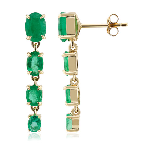 Boucles d'oreilles en or et Emeraude de Zambie