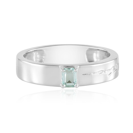 Zilveren ring met een Paraiba kleurige smaragd